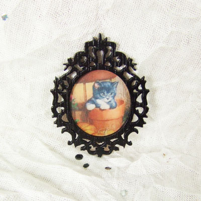 Halloween Kitty Picture 2 - Artisan Handmade Miniature in 1"